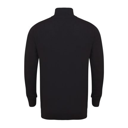 Henbury Quarter Zip Jumper Black Back