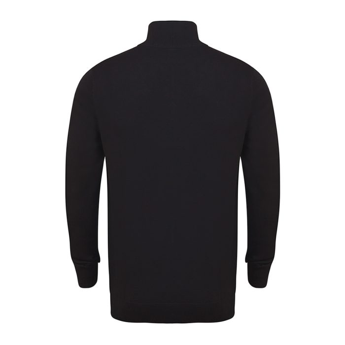 Henbury Quarter Zip Jumper Black Back