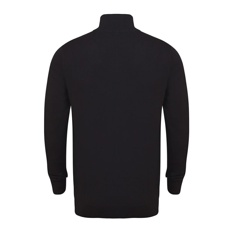 Henbury Quarter Zip Jumper Black Back