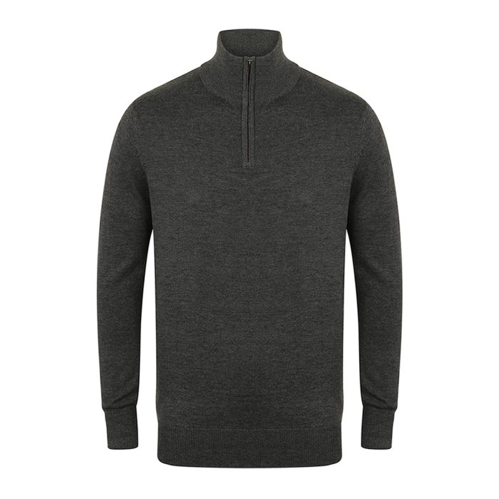 Henbury Quarter Zip Jumper Grey