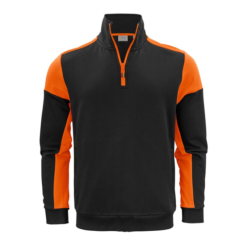 Printer Prime Half Zip Sweatshirt Black & Orange