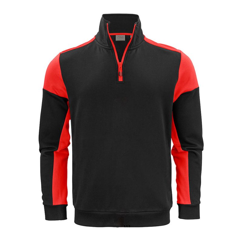 Printer Prime Half Zip Sweatshirt Black & Red