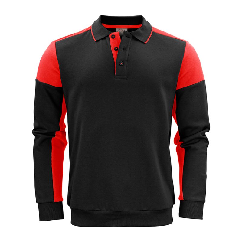 Printer Prime Polo Sweatshirt Black & Red