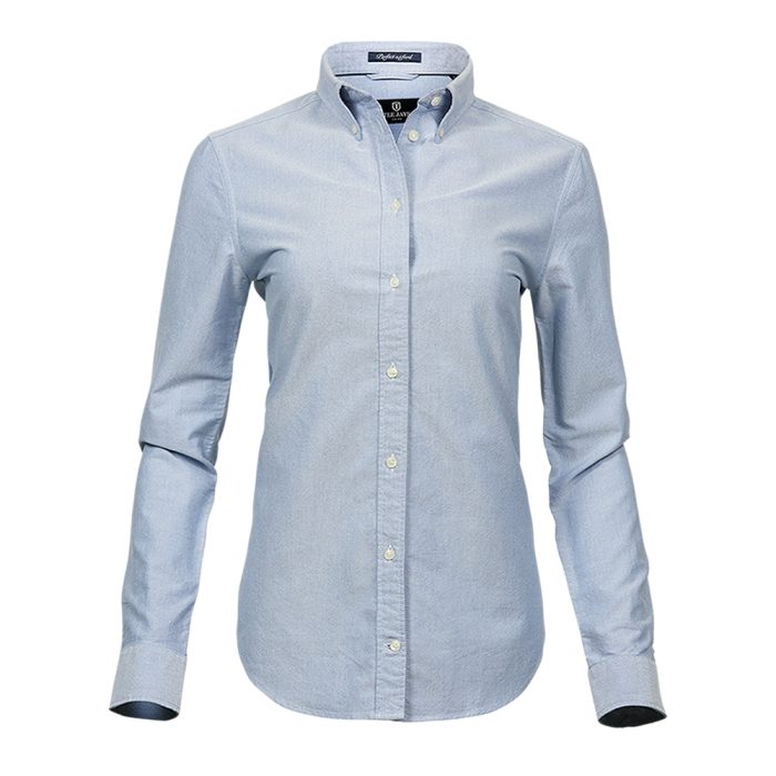 Womens Tee Jays Long Sleeve Oxford Shirt Light Blue