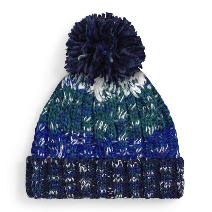 Beechfield Corkscrew Pom Pom Beanie Alpine Blues