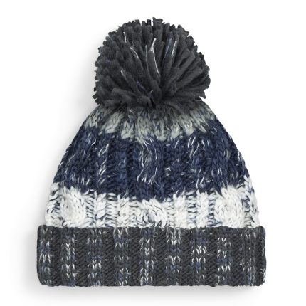 Beechfield Corkscrew Pom Pom Beanie Artic Dawn