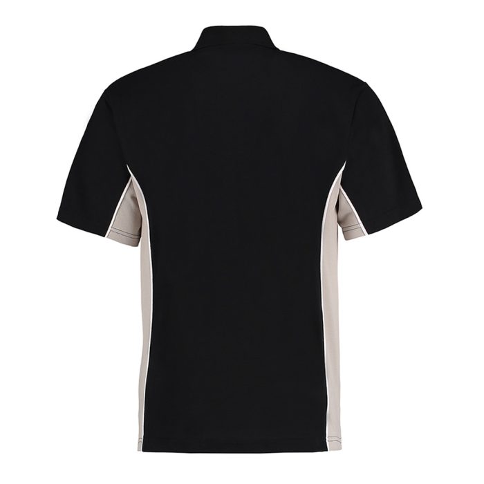 Kustom Kit Track Polo Shirt Black & Grey Back