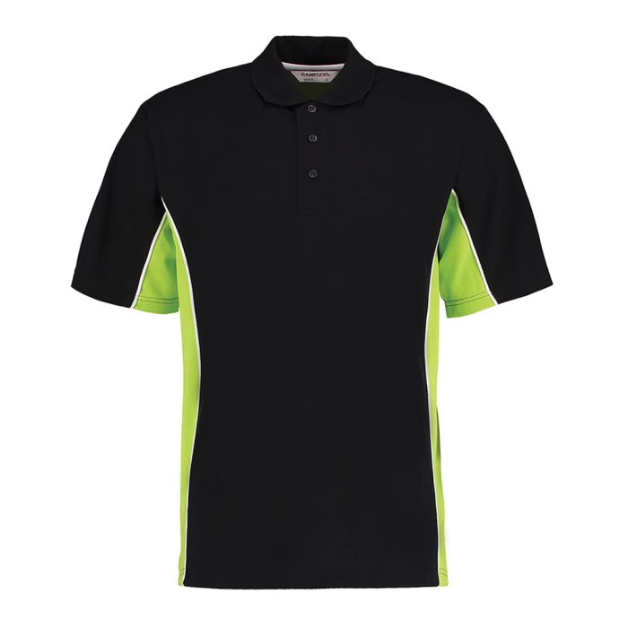 Kustom Kit Track Polo Shirt Black & Lime